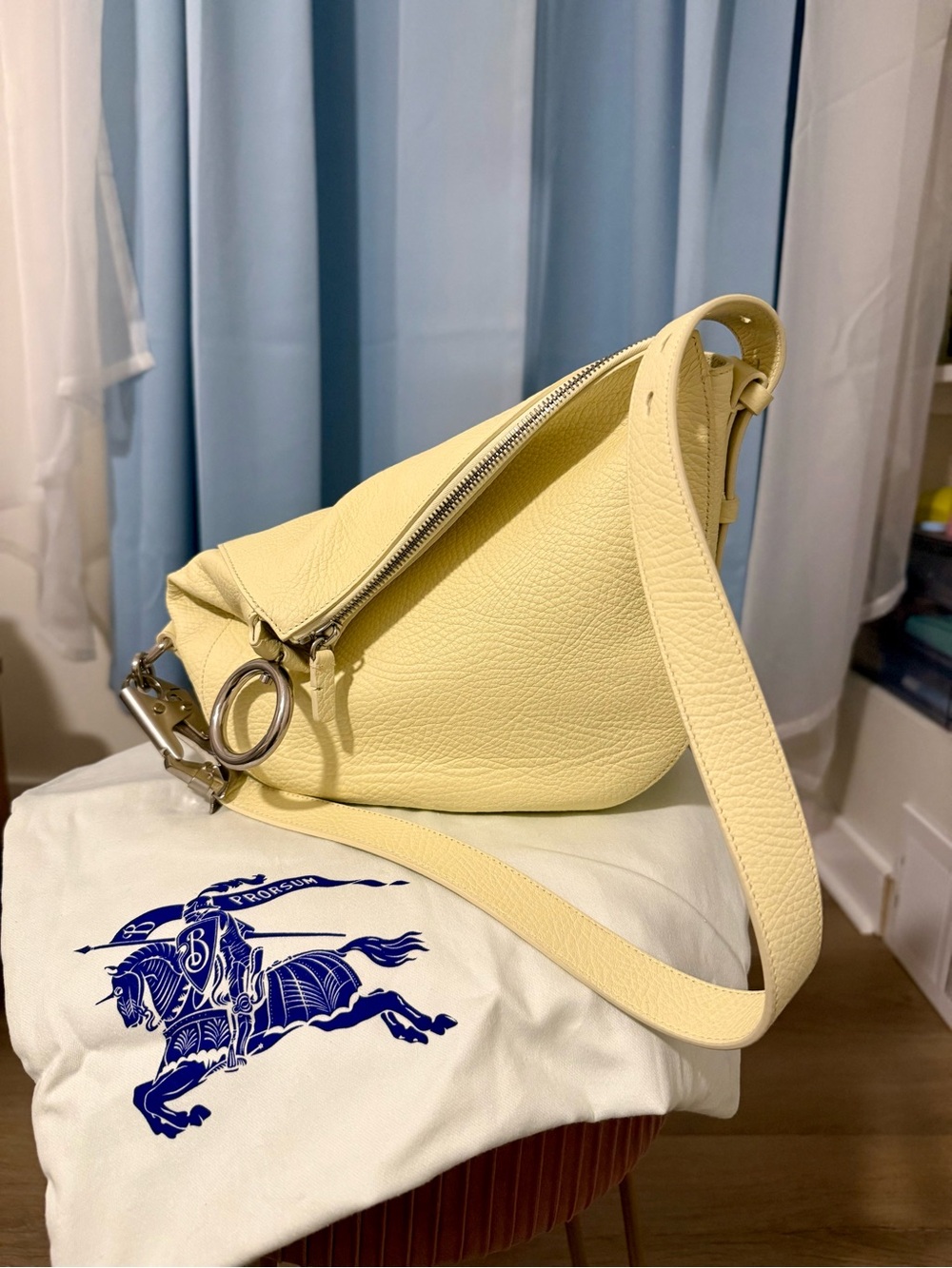 Burberry Small Knight Shoulder Bag in Sherbet - Yellow Calf Leather - Women's
